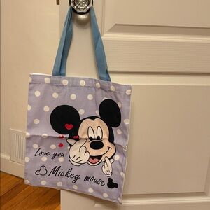 Disney Blue Polka Dot Mickey Mouse Tote Bag